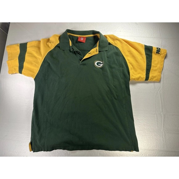 VTG Green Bay Packers Shirt Men's XL Green Yellow Y2K Polo 2003 NFL Playoffs - Picture 2 of 16